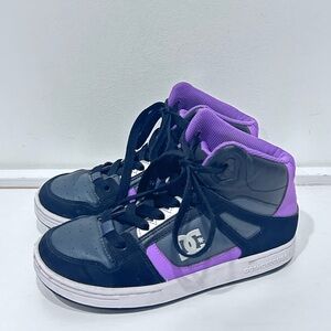DC Shoes Rebound High-Top‎ Sneakers Black Purple Youth 3.5 Women 5.5 Skate Shoes